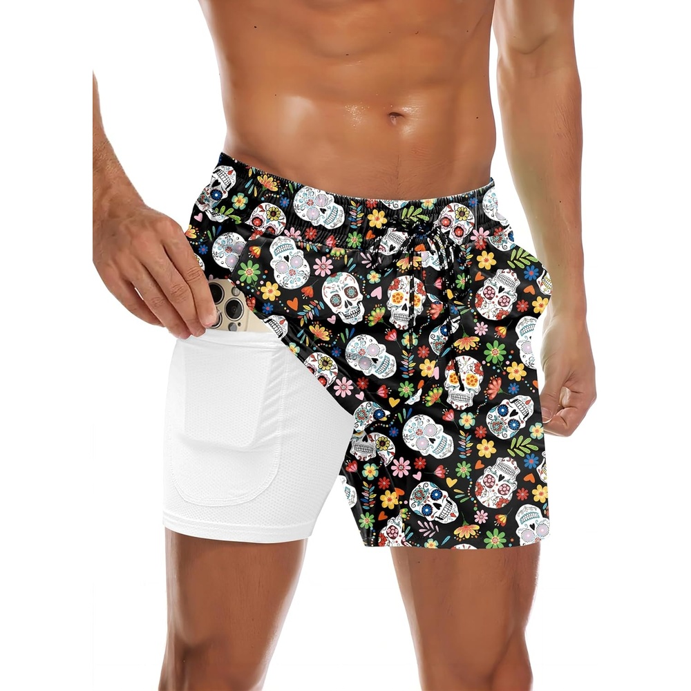 image:imageCOOFANDY Mens Swim Trunks Quick Dry Bathing Suit with Pockets Swimwear Beach Board Short Swimsuit SXXLColorful Skull