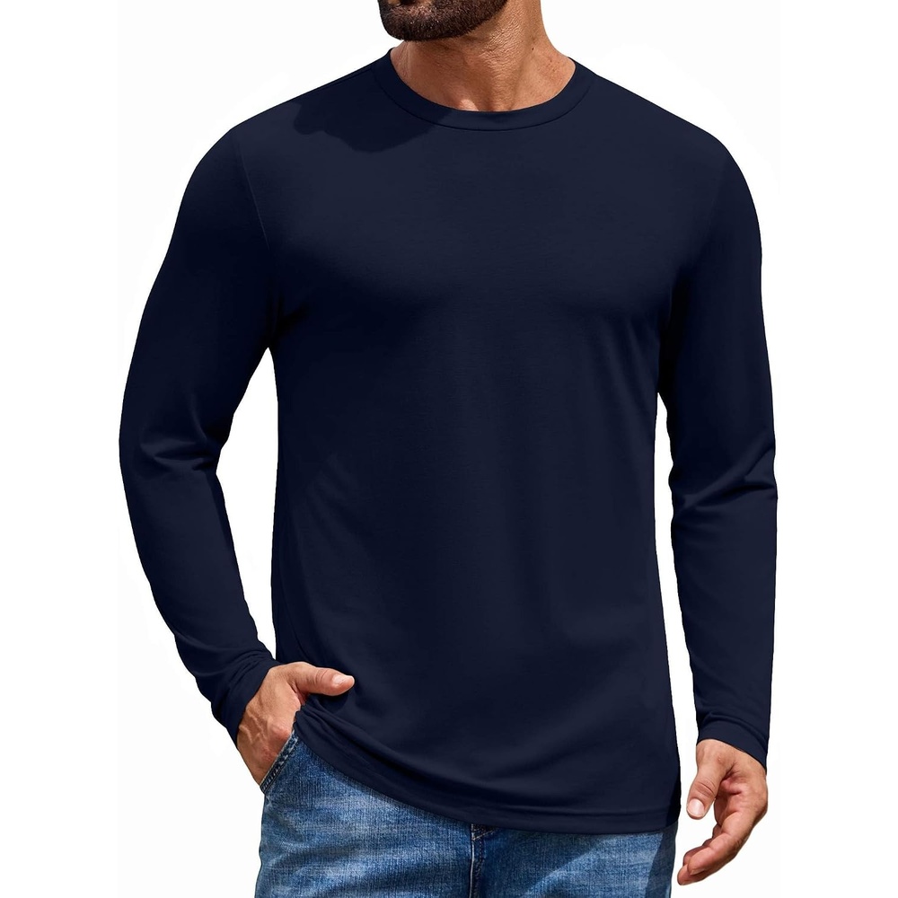 image:imageCOOFANDY Mens T Shirts Long Sleeve Cotton Blend TShirts Casual Crew Neck Soft Basic Tee ShirtsBlue Violet