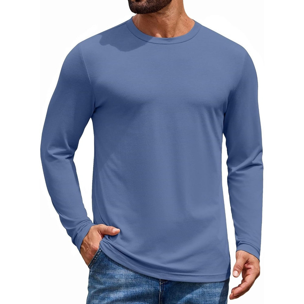 image:imageCOOFANDY Mens T Shirts Long Sleeve Cotton Blend TShirts Casual Crew Neck Soft Basic Tee ShirtsNavy