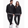 COOFANDY 2 Piece Set for Men Sweatsuit 1/4 Zip Sweatshirt and Jogger pants(All Black)