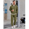 COOFANDY 2 Piece Set for Men Sweatsuit 1/4 Zip Sweatshirt and Jogger pants(Army Green)