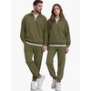 COOFANDY 2 Piece Set for Men Sweatsuit 1/4 Zip Sweatshirt and Jogger pants(Army Green)