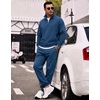 COOFANDY 2 Piece Set for Men Sweatsuit 1/4 Zip Sweatshirt and Jogger pants(Blue)