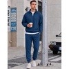 COOFANDY 2 Piece Set for Men Sweatsuit 1/4 Zip Sweatshirt and Jogger pants(Blue)