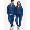 COOFANDY 2 Piece Set for Men Sweatsuit 1/4 Zip Sweatshirt and Jogger pants(Blue)