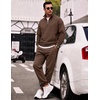 COOFANDY 2 Piece Set for Men Sweatsuit 1/4 Zip Sweatshirt and Jogger pants(Brown)