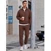 COOFANDY 2 Piece Set for Men Sweatsuit 1/4 Zip Sweatshirt and Jogger pants(Brown)