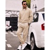 COOFANDY 2 Piece Set for Men Sweatsuit 1/4 Zip Sweatshirt and Jogger pants(Cream)