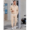 COOFANDY 2 Piece Set for Men Sweatsuit 1/4 Zip Sweatshirt and Jogger pants(Cream)
