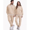 COOFANDY 2 Piece Set for Men Sweatsuit 1/4 Zip Sweatshirt and Jogger pants(Cream)