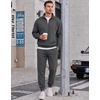 COOFANDY 2 Piece Set for Men Sweatsuit 1/4 Zip Sweatshirt and Jogger pants(Dark Grey)