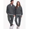COOFANDY 2 Piece Set for Men Sweatsuit 1/4 Zip Sweatshirt and Jogger pants(Dark Grey)