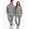 COOFANDY 2 Piece Set for Men Sweatsuit 1/4 Zip Sweatshirt and Jogger pants(Light Grey)