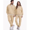COOFANDY 2 Piece Set for Men Sweatsuit 1/4 Zip Sweatshirt and Jogger pants(Light Khaki)