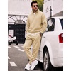 COOFANDY 2 Piece Set for Men Sweatsuit 1/4 Zip Sweatshirt and Jogger pants(Light Khaki)