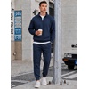 COOFANDY 2 Piece Set for Men Sweatsuit 1/4 Zip Sweatshirt and Jogger pants(Navy Blue)