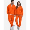 COOFANDY 2 Piece Set for Men Sweatsuit 1/4 Zip Sweatshirt and Jogger pants(Orange)