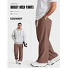 COOFANDY Baggy Sweatpants Men Wide Leg Cotton Joggers for Men with Pockets(Brown)