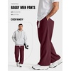 COOFANDY Baggy Sweatpants Men Wide Leg Cotton Joggers for Men with Pockets(Burgundy)