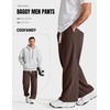 COOFANDY Baggy Sweatpants Men Wide Leg Cotton Joggers for Men with Pockets(Coffee)