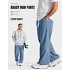 COOFANDY Baggy Sweatpants Men Wide Leg Cotton Joggers for Men with Pockets(Grey Blue)