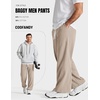 COOFANDY Baggy Sweatpants Men Wide Leg Cotton Joggers for Men with Pockets(Khaki)