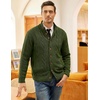 COOFANDY Men’s Cardigan Sweater Slim Fit Stand Collar Cardigan Cable Knit(Army Green)