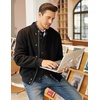 COOFANDY Men’s Cardigan Sweater Slim Fit Stand Collar Cardigan Cable Knit(Black)