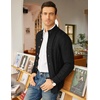 COOFANDY Men’s Cardigan Sweater Slim Fit Stand Collar Cardigan Cable Knit(Black)