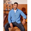 COOFANDY Men’s Cardigan Sweater Slim Fit Stand Collar Cardigan Cable Knit(Blue)