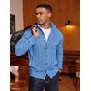 COOFANDY Men’s Cardigan Sweater Slim Fit Stand Collar Cardigan Cable Knit(Blue)