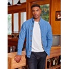 COOFANDY Men’s Cardigan Sweater Slim Fit Stand Collar Cardigan Cable Knit(Blue)