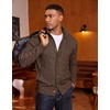 COOFANDY Men’s Cardigan Sweater Slim Fit Stand Collar Cardigan Cable Knit(Coffee Brown)