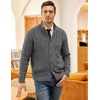 COOFANDY Men’s Cardigan Sweater Slim Fit Stand Collar Cardigan Cable Knit(Dark Grey)