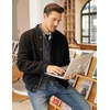COOFANDY Men’s Cardigan Sweater Slim Fit Stand Collar Cardigan Cable Knit(Dark Grey)