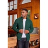 COOFANDY Men’s Cardigan Sweater Slim Fit Stand Collar Cardigan Cable Knit(Green)