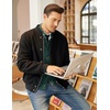 COOFANDY Men’s Cardigan Sweater Slim Fit Stand Collar Cardigan Cable Knit(Green)