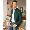 COOFANDY Men’s Cardigan Sweater Slim Fit Stand Collar Cardigan Cable Knit(Green)