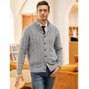 COOFANDY Men’s Cardigan Sweater Slim Fit Stand Collar Cardigan Cable Knit(Grey)