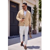 COOFANDY Men’s Cardigan Sweater Slim Fit Stand Collar Cardigan Cable Knit(Khaki)