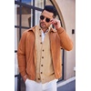 COOFANDY Men’s Cardigan Sweater Slim Fit Stand Collar Cardigan Cable Knit(Khaki)
