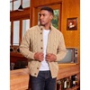 COOFANDY Men’s Cardigan Sweater Slim Fit Stand Collar Cardigan Cable Knit(Khaki)