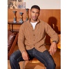 COOFANDY Men’s Cardigan Sweater Slim Fit Stand Collar Cardigan Cable Knit(Light Caramel)