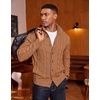 COOFANDY Men’s Cardigan Sweater Slim Fit Stand Collar Cardigan Cable Knit(Light Caramel)