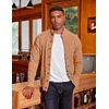 COOFANDY Men’s Cardigan Sweater Slim Fit Stand Collar Cardigan Cable Knit(Light Caramel)