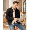 COOFANDY Men’s Cardigan Sweater Slim Fit Stand Collar Cardigan Cable Knit(Light Khaki)
