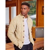 COOFANDY Men’s Cardigan Sweater Slim Fit Stand Collar Cardigan Cable Knit(Light Khaki)