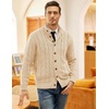 COOFANDY Men’s Cardigan Sweater Slim Fit Stand Collar Cardigan Cable Knit(Light Khaki)