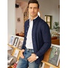 COOFANDY Men’s Cardigan Sweater Slim Fit Stand Collar Cardigan Cable Knit(Navy Blue)