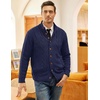 COOFANDY Men’s Cardigan Sweater Slim Fit Stand Collar Cardigan Cable Knit(Navy Blue)